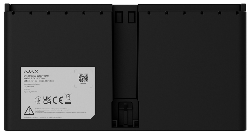 Перезарядна Li-ion батарея для встановлення в EN54 Fire Hub або EN54 Fire ReX Ajax EN54 Internal Battery (24h) Black (127877.316.BL) 000057120 фото